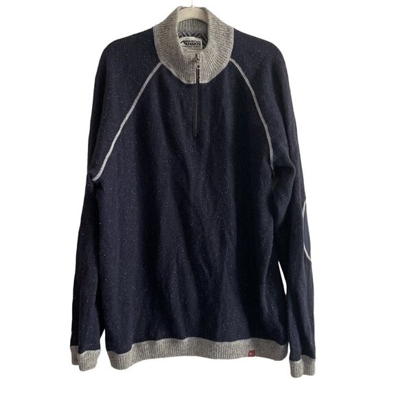 Mountain Khakis Men XXL Navy Blue Lambswool Outdoor Fleck Quarter Zip Sweater - Picture 1 of 11